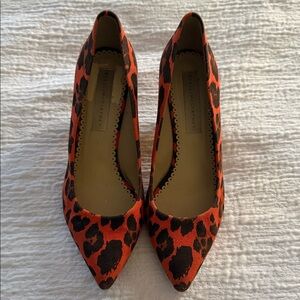 Stella McCartney Orange and Black Leopard Heels